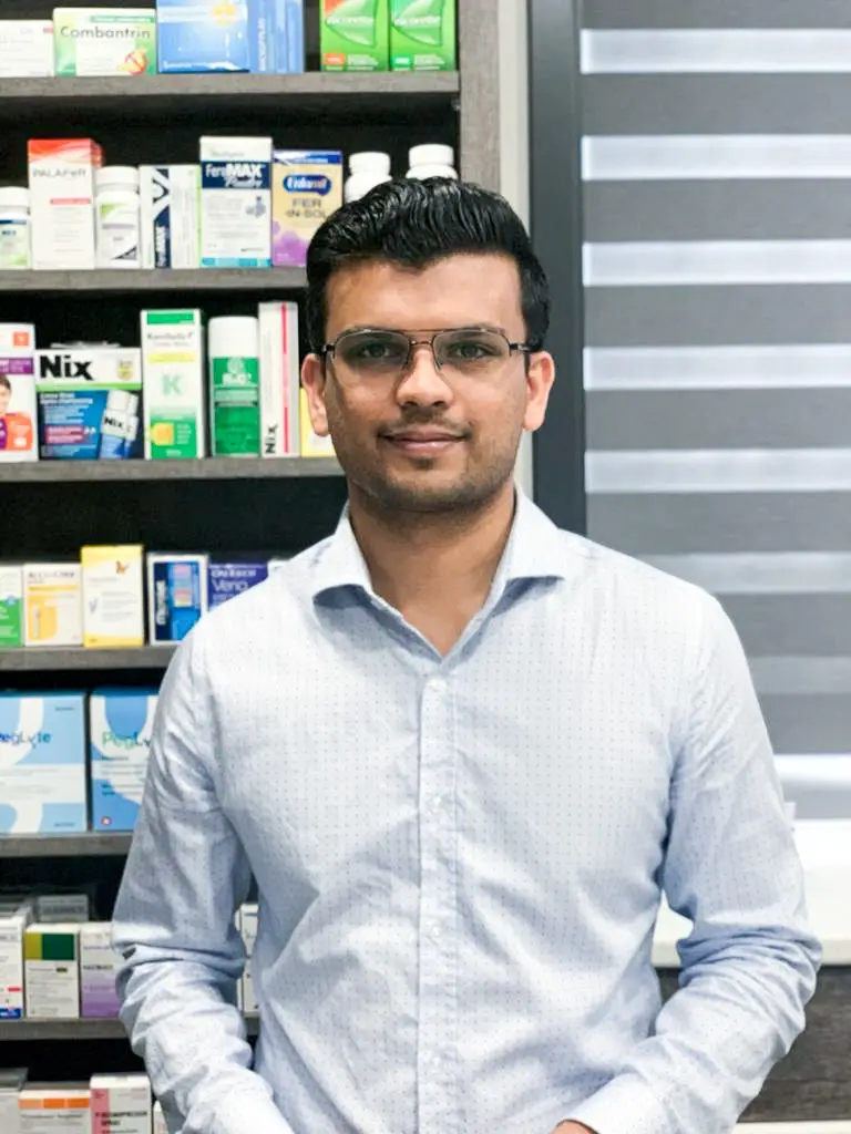 Head pharmacist Nimmit Vyas in the pharmacy