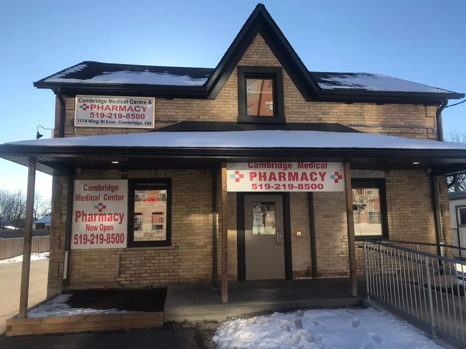 The pharmacy building on King Street East with its PHARMACY sign